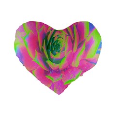 Lime Green And Pink Succulent Sedum Rosette Standard 16  Premium Flano Heart Shape Cushions by myrubiogarden