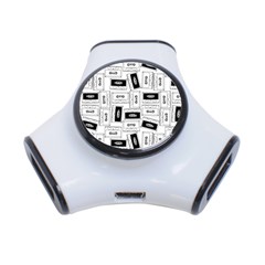 Tape Cassette 80s Retro Genx Pattern Black And White 3-port Usb Hub by genx