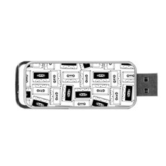 Tape Cassette 80s Retro Genx Pattern Black And White Portable Usb Flash (one Side) by genx