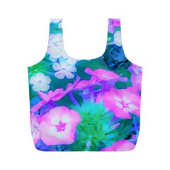 Pink, Green, Blue And White Garden Phlox Flowers Full Print Recycle Bag (m) by myrubiogarden