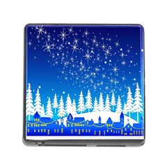 Snowflakes Snowy Landscape Reindeer Memory Card Reader (square 5 Slot) by Wegoenart