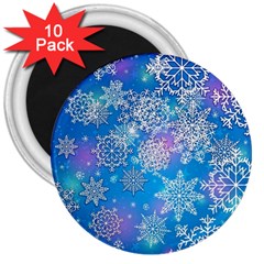 Snowflake Background Blue Purple 3  Magnets (10 Pack)  by Wegoenart