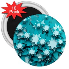 Stars Christmas Ice Decoration 3  Magnets (10 Pack)  by Simbadda