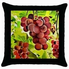 Grape Harvest Nature Figure Rustic Throw Pillow Case (black) by Wegoenart