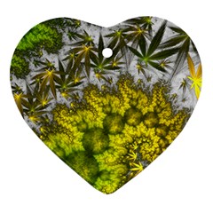 Fractal Mobius Dragon Marijuana Heart Ornament (two Sides) by Wegoenart