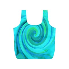 Groovy Cool Abstract Aqua Liquid Art Swirl Painting Full Print Recycle Bag (s) by myrubiogarden
