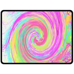 Groovy Abstract Pink And Blue Liquid Swirl Painting Fleece Blanket (large)  by myrubiogarden