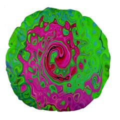 Groovy Abstract Green And Red Lava Liquid Swirl Large 18  Premium Flano Round Cushions by myrubiogarden