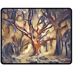 Tree Forest Woods Nature Landscape Fleece Blanket (medium)  by Pakrebo