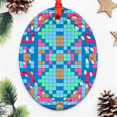 Checkerboard Squares Abstract Ornament (oval Filigree) by Pakrebo