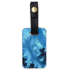 Fractal Art Feather Swirls Puffy Luggage Tags (one Side)  by Pakrebo