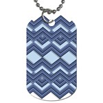 Textile Texture Fabric Zigzag Blue Dog Tag (Two Sides) Back
