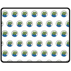 Apu Apustaja With Banana Phone Wall Eyed Pepe The Frog Pattern Kekistan Double Sided Fleece Blanket (medium)  by snek