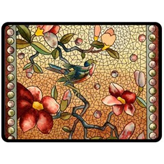 Flower Cubism Mosaic Vintage Fleece Blanket (large)  by Pakrebo