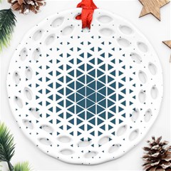 Business Blue Triangular Pattern Round Filigree Ornament (two Sides) by Mariart