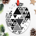Gray Triangle Puzzle Oval Filigree Ornament (Two Sides) Back