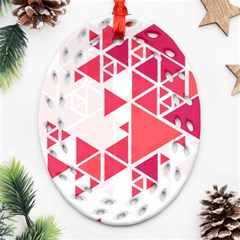 Red Triangle Pattern Oval Filigree Ornament (two Sides) by Mariart