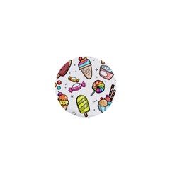 Doodle Cartoon Drawn Cone Food 1  Mini Buttons by Pakrebo