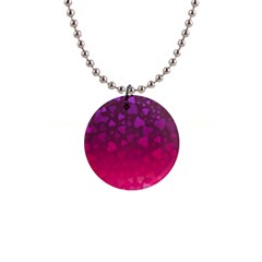 Purple Pink Hearts  1  Button Necklace by LoolyElzayat