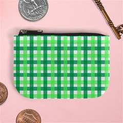 Sweet Pea Green Gingham Mini Coin Purse by WensdaiAmbrose
