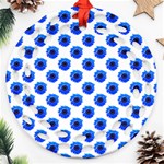 Sunflower Digital Paper Blue Ornament (Round Filigree) Front