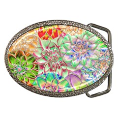 Dahlia Flower Colorful Art Collage Belt Buckles by Pakrebo