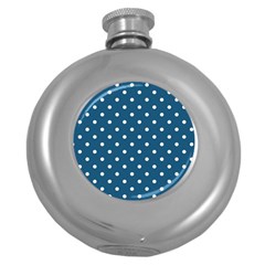Turquoise Polka Dot Round Hip Flask (5 Oz) by retrotoomoderndesigns