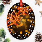 Flowers Background Bokeh Leaf Oval Filigree Ornament (Two Sides) Back