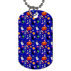 Halloween Treats Pattern Blue Dog Tag (one Side) by snowwhitegirl