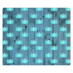 Zen Lotus Wood Wall Blue Double Sided Flano Blanket (small)  by snowwhitegirl