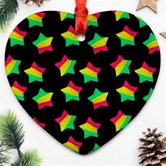 Ombre Glitter Pink Green Star Pat Heart Ornament (two Sides) by snowwhitegirl