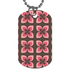 Retro Flower Pink Brown Dog Tag (two Sides) by snowwhitegirl