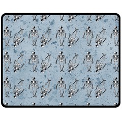 Skeleton Blue Background Fleece Blanket (medium)  by snowwhitegirl