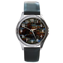 Building Ruins Old Industry Round Metal Watch by Pakrebo