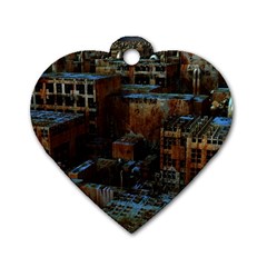 Building Ruins Old Industry Dog Tag Heart (two Sides) by Pakrebo