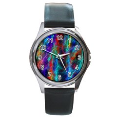 Wizzard Flashes Pattern Abstract Round Metal Watch by Pakrebo
