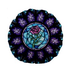 Cathedral Rosette Stained Glass Beauty And The Beast Standard 15  Premium Flano Round Cushions by Sudhe