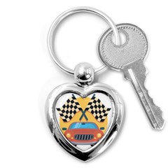 Automobile Car Checkered Drive Key Chains (heart)  by Sudhe