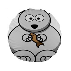 Bear Polar Bear Arctic Fish Mammal Standard 15  Premium Flano Round Cushions by Sudhe