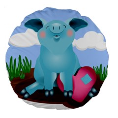 Pig Animal Love Large 18  Premium Round Cushions by Sudhe
