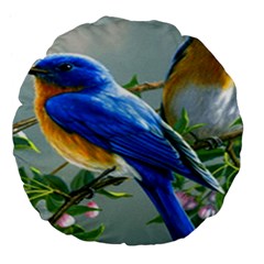 Loving Birds Large 18  Premium Flano Round Cushions by Sudhe