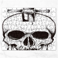 Skull Knife Euclidean Vector Skull Sword Inserted Rectangular Jigsaw Puzzl by Sudhe