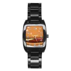 Hamburger Cheeseburger Burger Lunch Stainless Steel Barrel Watch by Sudhe