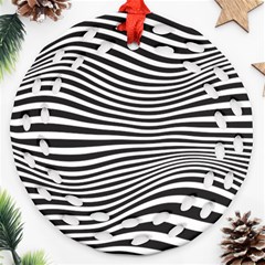 Retro Psychedelic Waves Pattern 80s Black And White Ornament (round Filigree) by genx