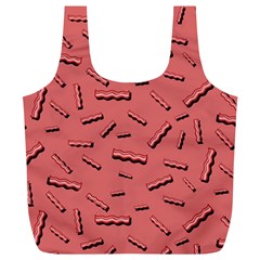 Funny Bacon Slices Pattern Infidel Vintage Red Meat Background  Full Print Recycle Bag (xl) by genx