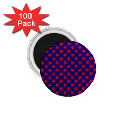 Red Stars Pattern On Blue 1 75  Magnets (100 Pack)  by BrightVibesDesign
