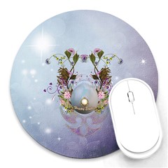 Easter Egg With Flowers Round Mousepads by FantasyWorld7