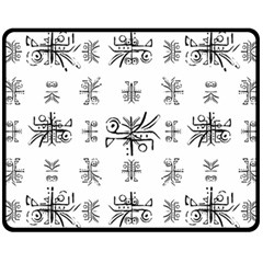 Black And White Ethnic Design Print Fleece Blanket (medium)  by dflcprintsclothing