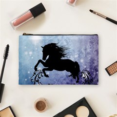 Wonderful Black Horse Silhouette On Vintage Background Cosmetic Bag (medium) by FantasyWorld7