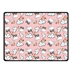 Vintage Lamb Pattern Pink Double Sided Fleece Blanket (small)  by snowwhitegirl